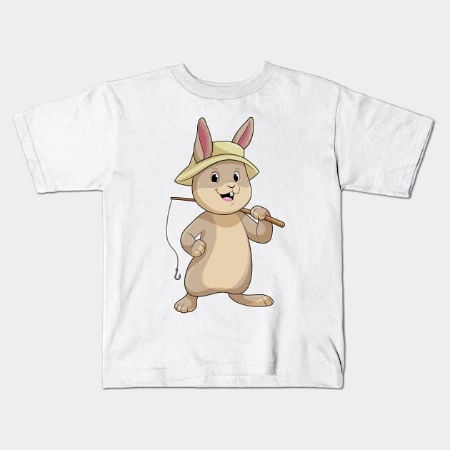 Rabbit as Fisher with Fishing rod Kids T-Shirt by Markus Schnabel